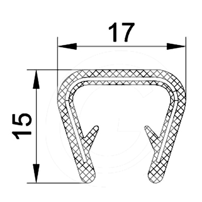 Klemprofiel | PVC kantafwerkprofiel | zwart | 15 x 17 mm | per meter